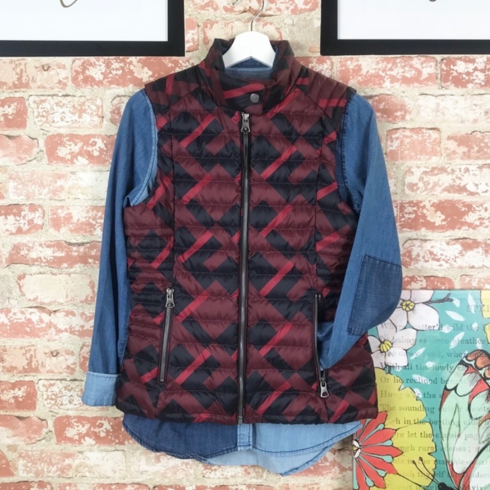 AIGLE Down Vest Color Block Print Neigehike Sz 36